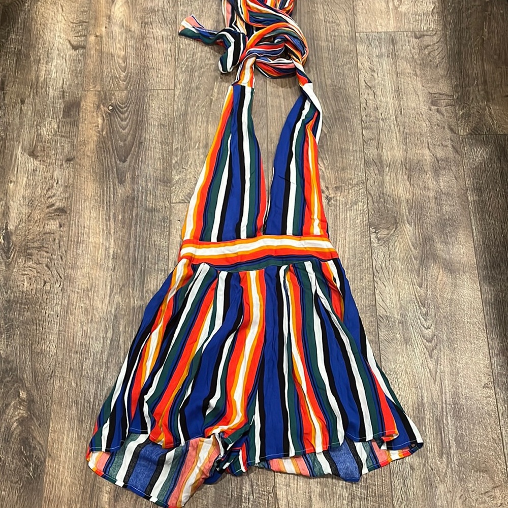 Romper. Size:6. Striped with versatile wear options.